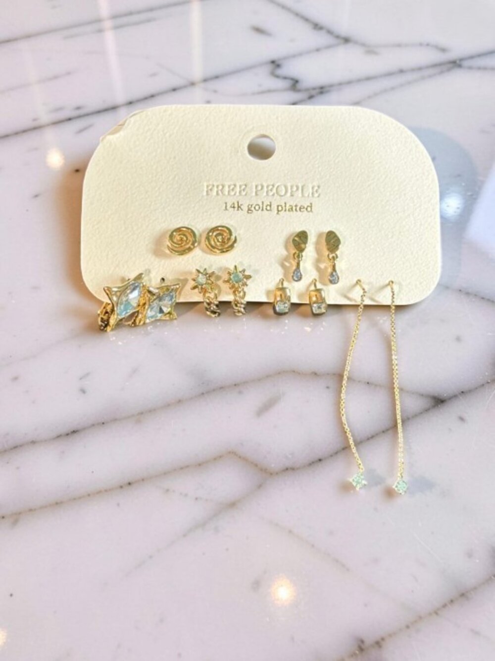 ✨Free People Baez 14k Gold Plated Earring Set in Sky / Ciel - 6 Pairs✨